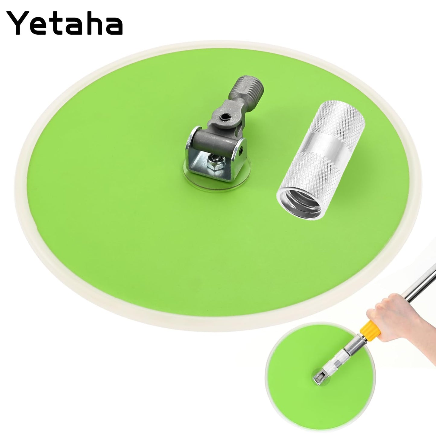 Yetaha 9 inch Drywall Pole Sander, 360 Degree Rotary Round Ceiling Radial Sander, Painting Prep Aluminum Alloy Hook and Loop Replacement, Suitable for Wall Cleaning and Polishing