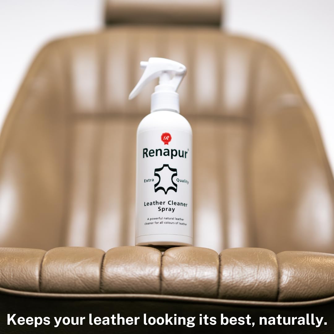 Renapur Natural Leather Cleaner Spray (250ml) – Deep-Cleaning Formula for All Your Leather, Including Sofas, Car Interiors, Footwear, Clothing & Saddles & Tack.