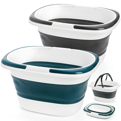 Coloch 2 Pack 16L/4.2 Gallon Collapsible Plastic Bucket, Foldable Laundry Basket with Handle, Portable Water Pail Space-Saving Mop Bucket for House Cleaning, Fishing, Camping, Car Washing Supplies