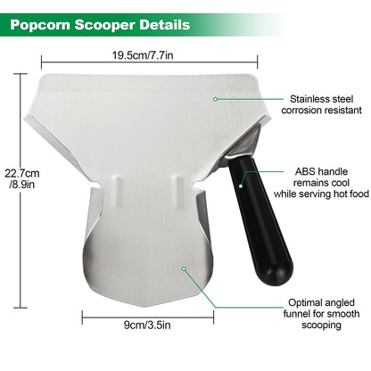 2 Pack Popcorn Scoop Stainless Steel French Fry Scooper Quick Fill Popcorn Bags for Popcorn Machine, Speed Hand Scoop Commercial Fry Bagger Scooper for French Fries, Snacks, Ice, Dried Nuts
