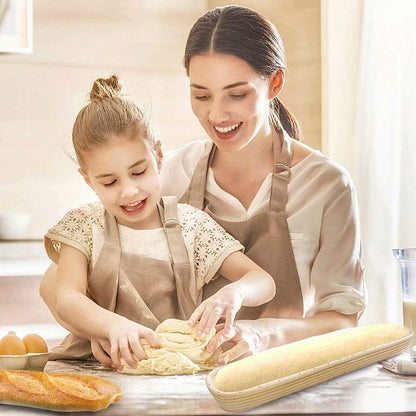 2 pack of 10 inch Sourdough Bread Bakery Basket,Oval Bread Banneton Proofing Basket with Linen Liner Cloth, Brotform Dough Rising Rattan Handmade Rattan Bowl for Professional & Home Bakers