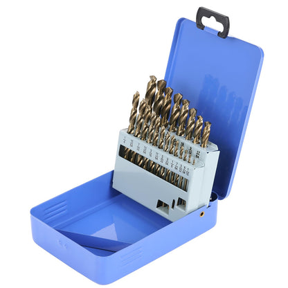 Sinyeenglon Cobalt Drill Bit Set for Hardened Metal and Stainless Steel, 21Pcs M35 High Speed Steel Twist Jobber Drill Bits 1/16"-3/8", with Metal Index Storage Box