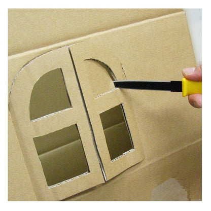 CANARY Corrugated Cardboard Cutter Dan Chan, Safety Box Cutter Knife [Non-Stick Fluorine Coating Blade], Made in Japan, Yellow (DC-190F-1) (Bulk 3 pcs)