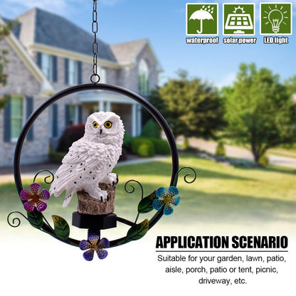 Solar Powered Garden Owl Statue Owl Gifts for Owl Lovers Waterproof Hanging Solar for Outdoor Decorative Unique Gifts for Lawn Yard Balcony