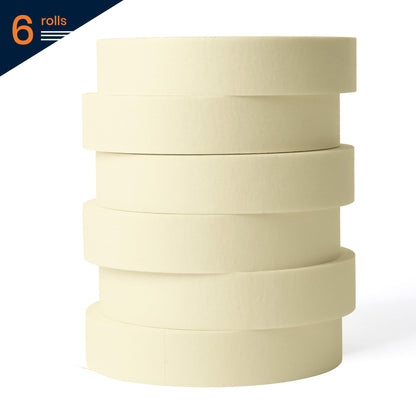 TAPEBEAR General Purpose Masking Tape 24mm x 55m, Beige White Painters Tape for Painting, Labeling, DIY Arts Crafts, Home Office School Projects, 6 Rolls