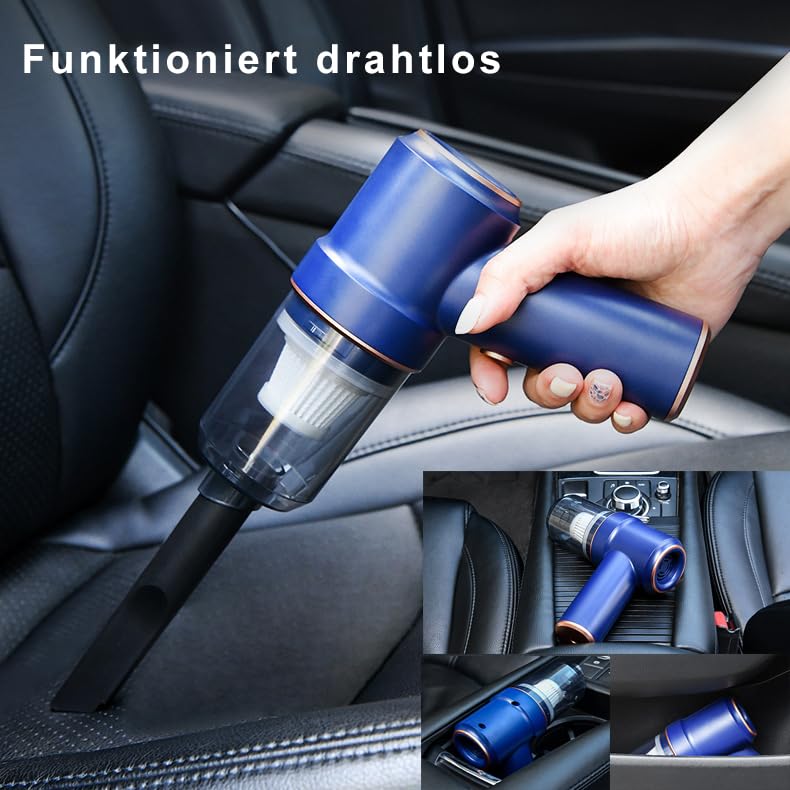 Handheld Vacuum Cleaner Wireless Mini Car Vacuum Cleaner, 15000 PA Lightweight Vacuum Cleaner & Blower Dust Buster,Powerful Handheld Vacuum Cleaner for Car, Kitchen, Pet Hair Cleaning (Navy Blue)
