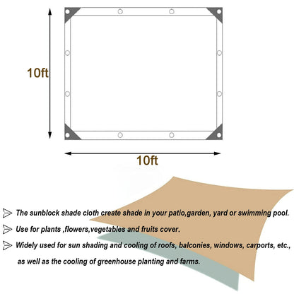 UCINNOVATE Sunblock Shade Cloth 70% Shade Net Greenhouse Covers 10ft x 10ft Fabric Mesh Tarp Sunshade Sunscreen UV Resistant Netting with Grommets for Garden Patio Lawn Plant Parking Yard or Kennel