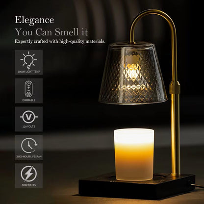 Candle Warmer Lamp with Timer & Adjustable Height, Dimmable Wax Melt Lamp for All Jar Sizes, 2/4/8H Timer, an Elegant and Creative Gift for Home Decor(Black)