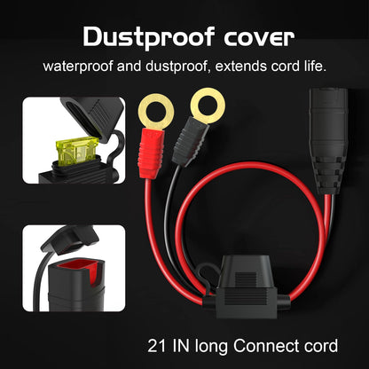 2-Pack GC008 X-Connect fit for NOCO Battery Charger, M10 XL Eyelet Terminal Connector Plug Extension Cable, Replacement NOCO Battery Connector Smart Batteries Trickle Charger Accessory Cable