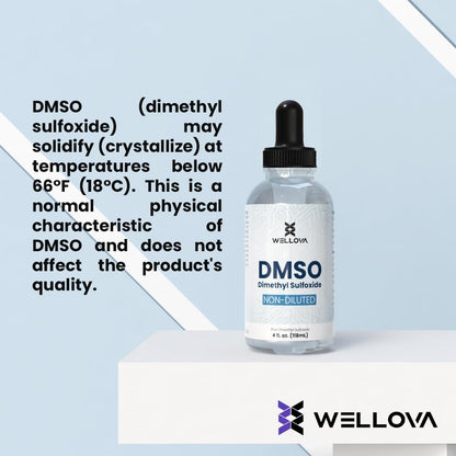 Wellova DMSO 99.9% Pharmaceutical Grade with 99.9% Purity & Low Odor - 4oz (Dimethyl Sulfoxide) Clear Glass Bottle with Dropper