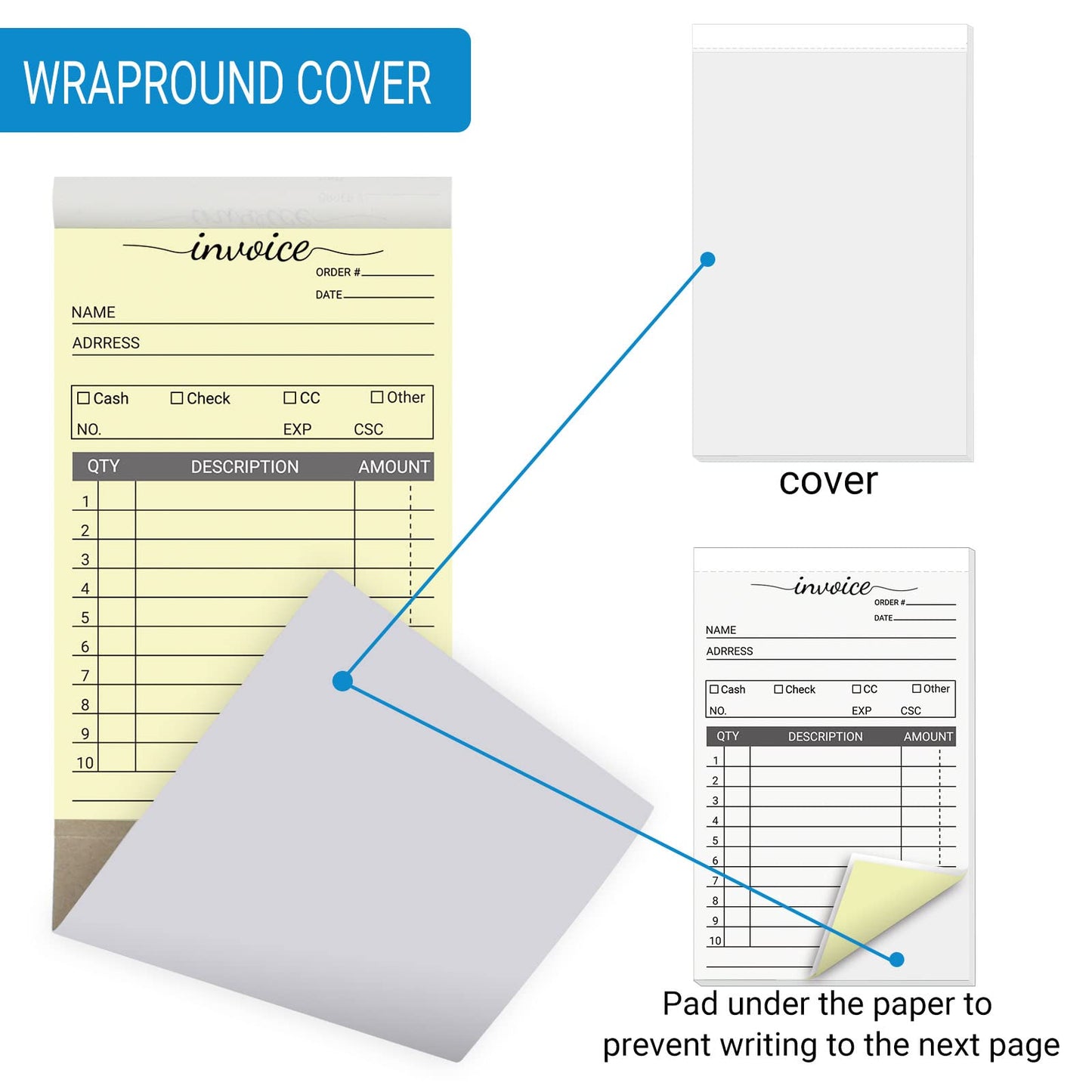 suituts 12 Pack Sale Invoice Books 3.5 x 5.5 Inch, 2 Part Carbonless Receipt Book, Sale Order Book for Business, 50 Sets Each Pad,Total 600 Sets