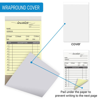 suituts 12 Pack Sale Invoice Books 3.5 x 5.5 Inch, 2 Part Carbonless Receipt Book, Sale Order Book for Business, 50 Sets Each Pad,Total 600 Sets