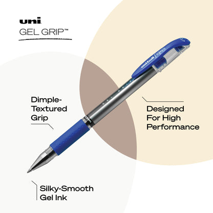 uni-ball Gel Grip Stick Medium Point Gel Pens, 12 Blue Ink Pens(65451)