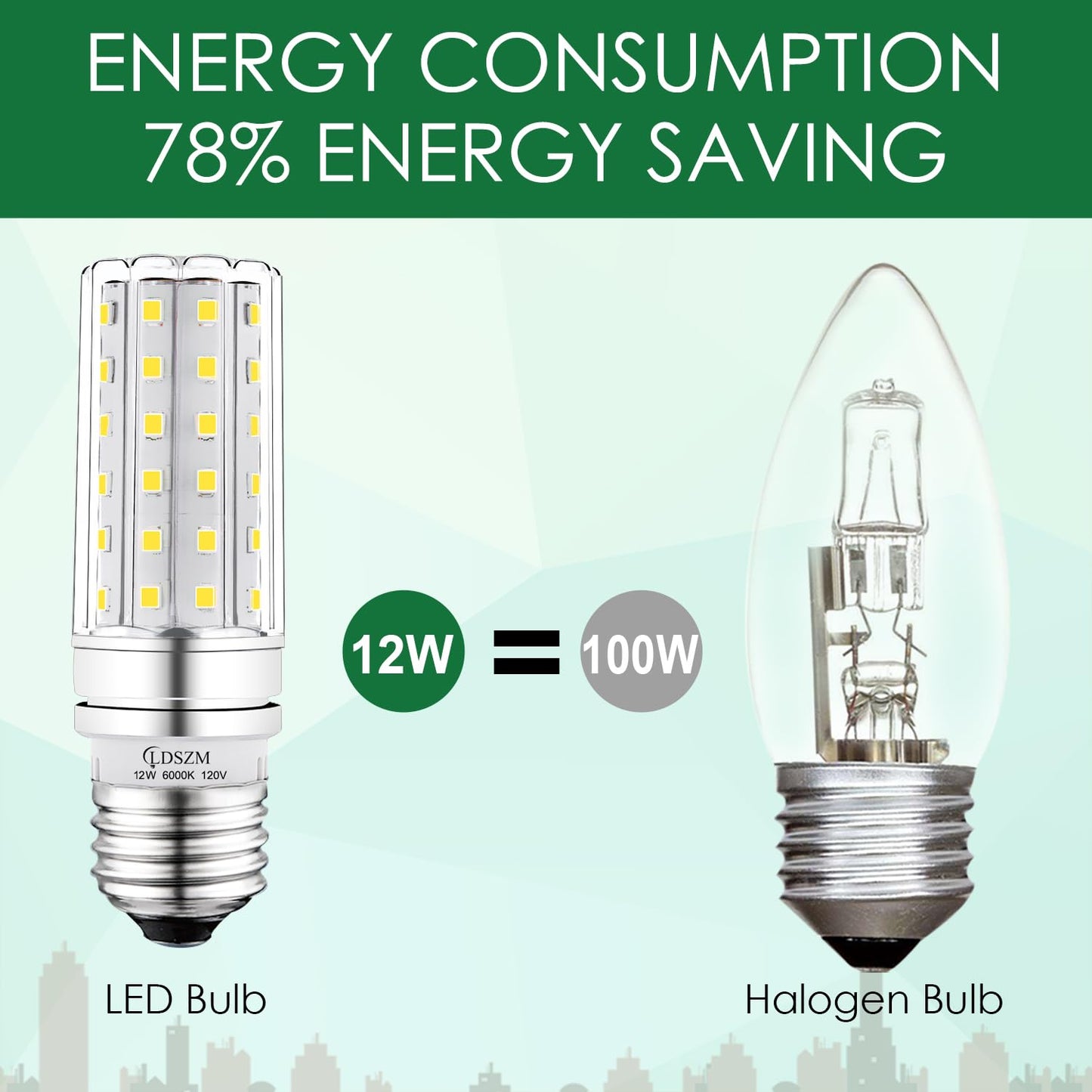 LED Light Bulb,100 Watt Equivalent 1200lm LED Bulb, 6000K Daylight LED Corn Light Bulb,12W Non-Dimmable LED Bulbs, E26/E27 Medium Base Ceiling Fan LED Corn Light Bulbs,4-Pack