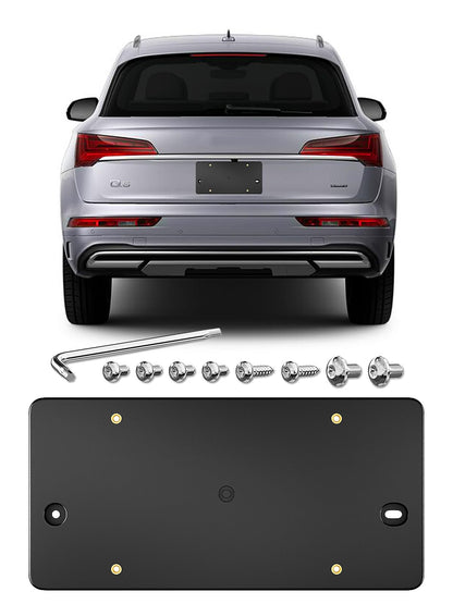 Rear License Plate Bracket For Audi Q3 Q4 e-tron Q4 Sportback e-tron Q5 Q5 Plug-in Hybrid Q5 Sportback SQ5 SQ5 Sportback Q6 e-tron SQ6 e-tron Q7 SQ7 Q8 SQ8 RS Q8 performance 2009-2025 Plate Holder Set