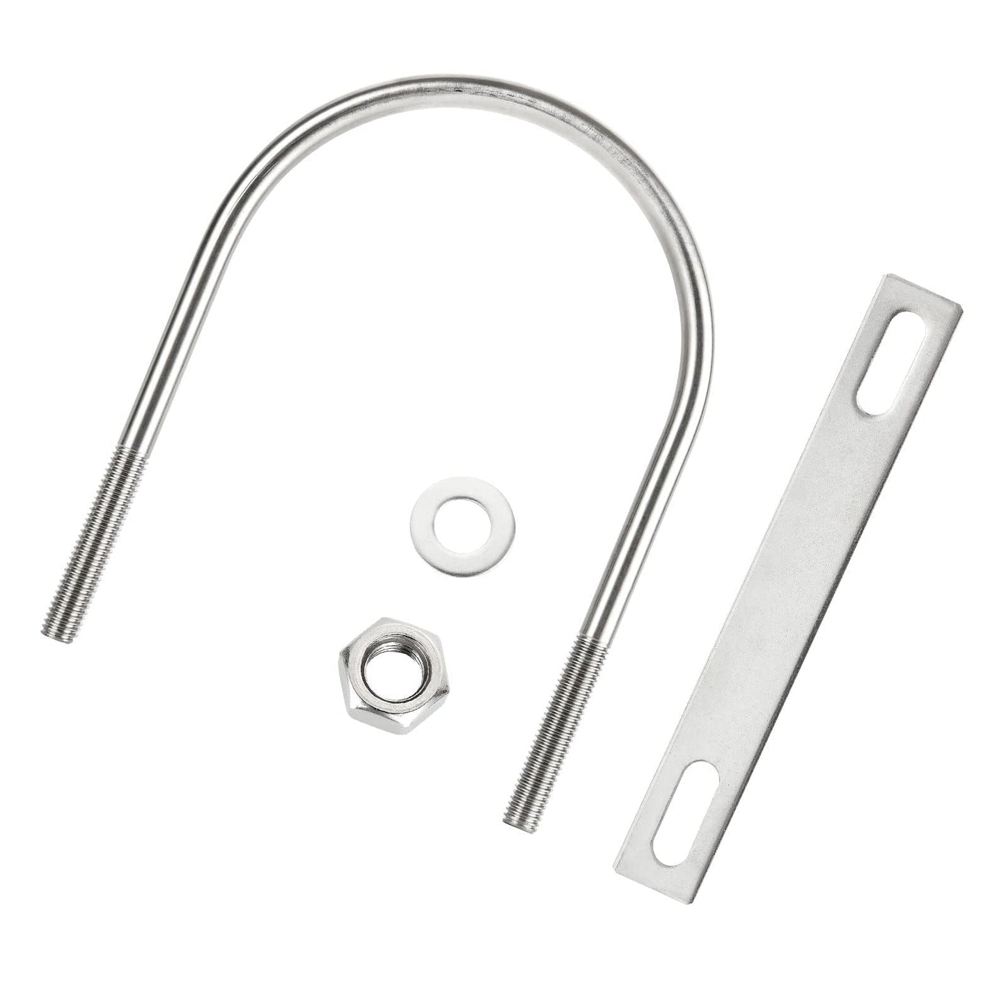 ACXFOND 4Pack Round U-Bolts 5.4"" Inner Widthx6.4 Length Stainless Steel U Bolts with Nuts, Frame Plate, Washers for Ski Boat, Fishing Boat or Sailboat Trailer