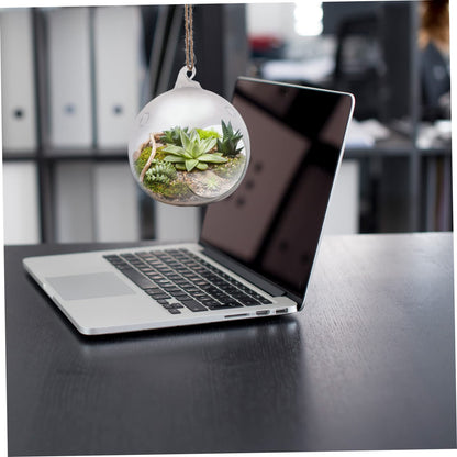 SUPVOX 2-Pack Glass Hanging Vase Terrarium 4.72 Inch Transparent Globe for Indoor Air Plants Home Garden Balcony Decorative Plant Containers