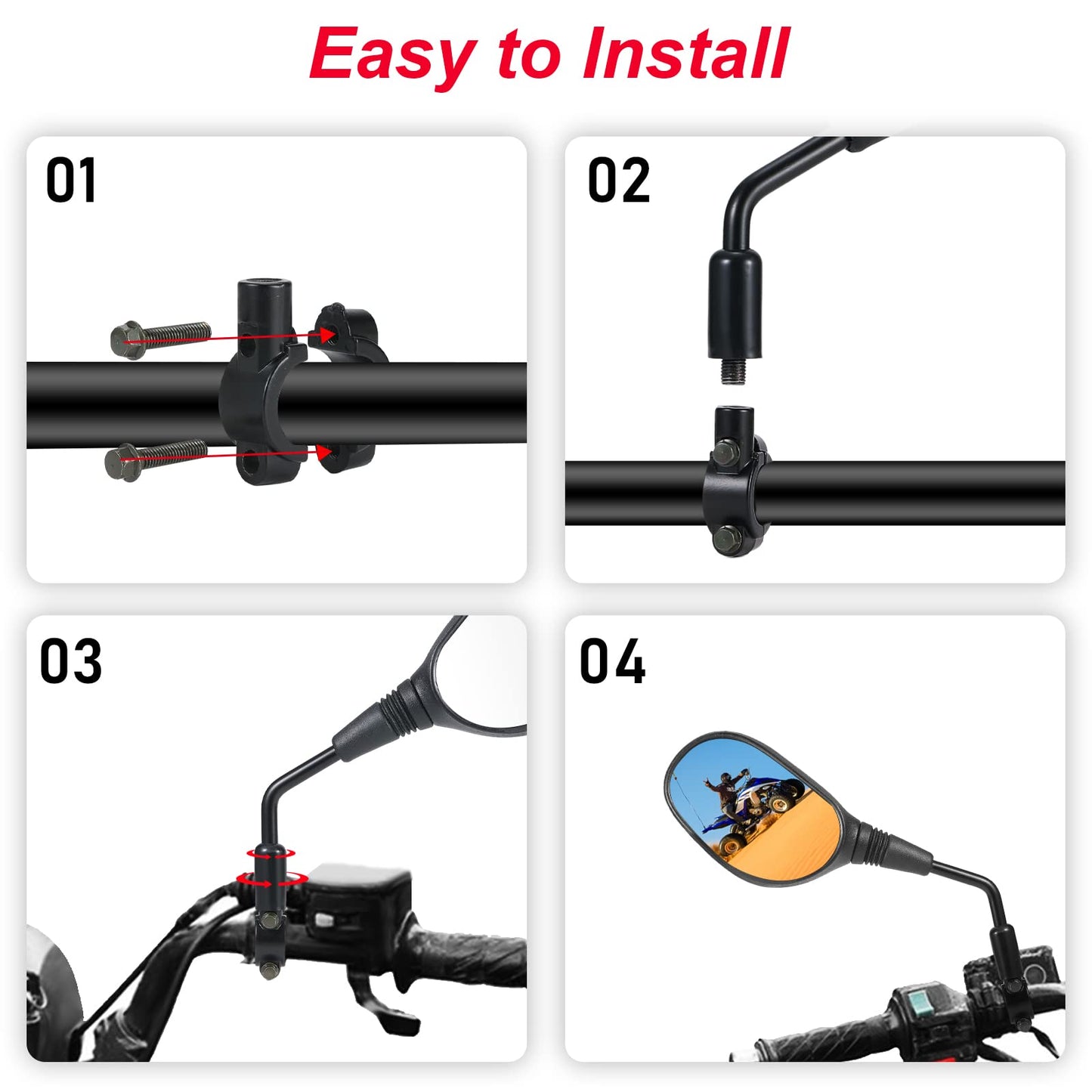ATV Mirrors, OFIG Motorcycle Mirrors with 7/8" Handlebar Mount Compatible with ATV Motocycle Scooter Moped Snowmobile Polaris Sportsman Dirt Bike Cruiser Chopper
