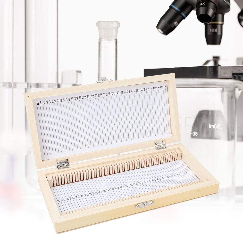 50PCS Biology Glass Prepared Microscope Slides Specimens Wooden Slide Storage Box Case Biology Slide Holder Scientific Microscope Slide Box