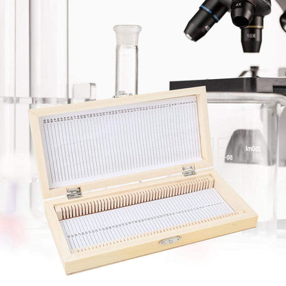 50PCS Biology Glass Prepared Microscope Slides Specimens Wooden Slide Storage Box Case Biology Slide Holder Scientific Microscope Slide Box