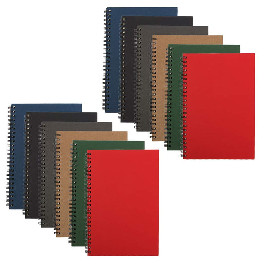 12 Pack Spiral Notebook Lined Journal,A5 Kraft Soft Cover Spiral Lined Notebook,120 Pages/60 Sheets,College Ruled Coil Journals Bulk for Work Office School Supplies,8.25 x 5.55 inch,6 Colors