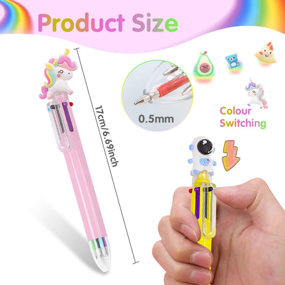 Altdeovk 24 Pack Multicolor Pen in One, 6 In 1 Pens Sets, Push Multi Colour Ballpoint Pen for Birthday, Party Favors, Office,School Student Gifts, Prizes