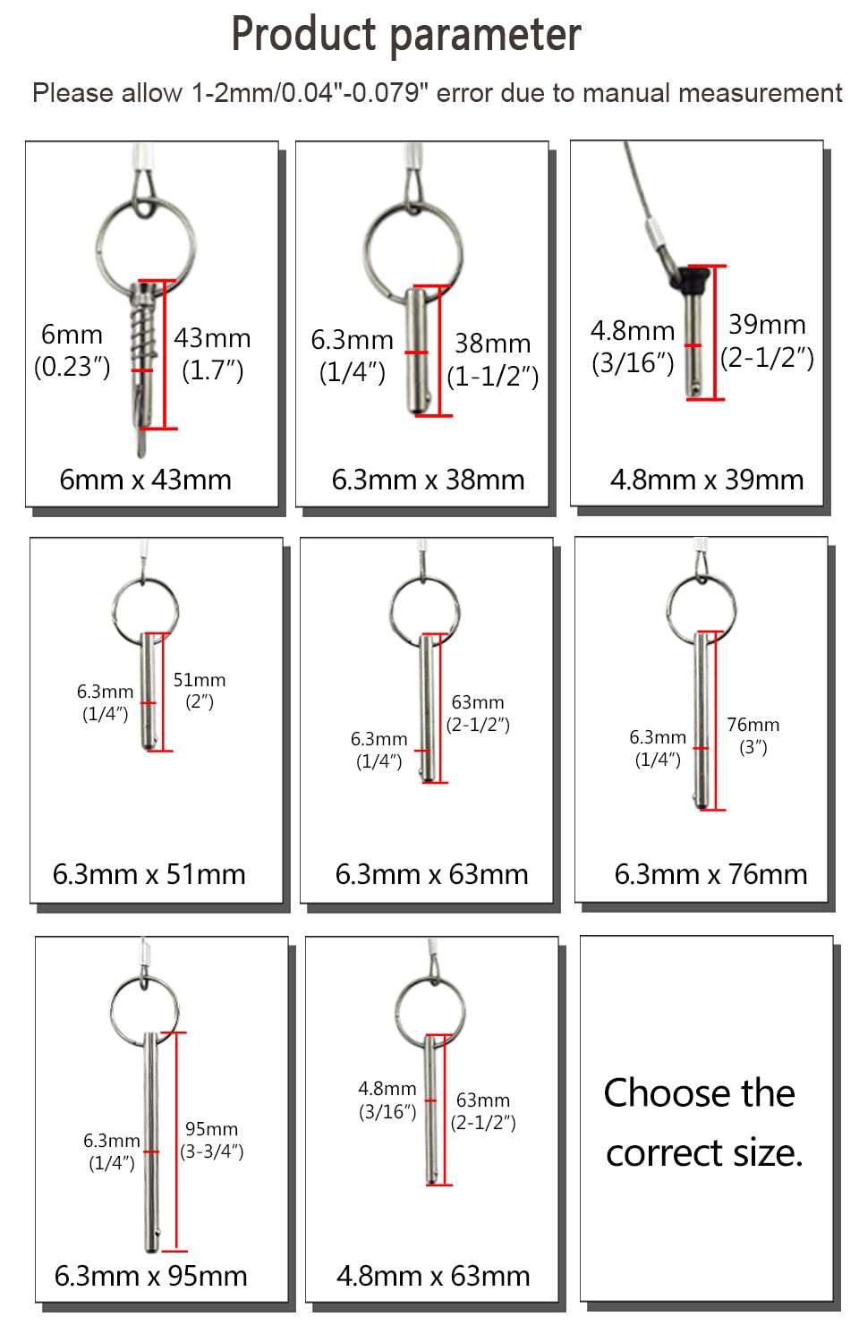 Diameter 3/16" Stainless Steel Black Nylon Head Pull Pin With Lanyard - Marine Bimini Top Pins for Swivel Ball Deck Hinge Quick Release (6)