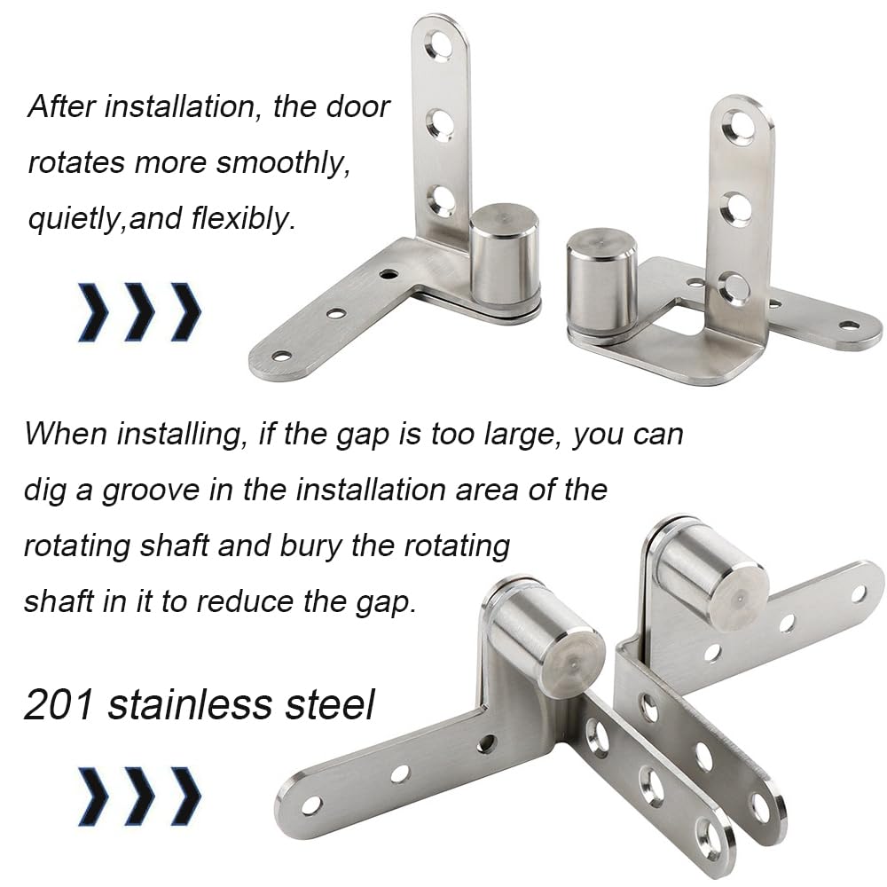 Black Pivot Hinge,Pivot Hinge Heavy Duty. Max Load 132lb/Pair Solid Stainless Steel,Fence gate Hinges,Yard Door Hinges，Used for railings and Wooden Doors（270 Degree Hinge Contains Screws）