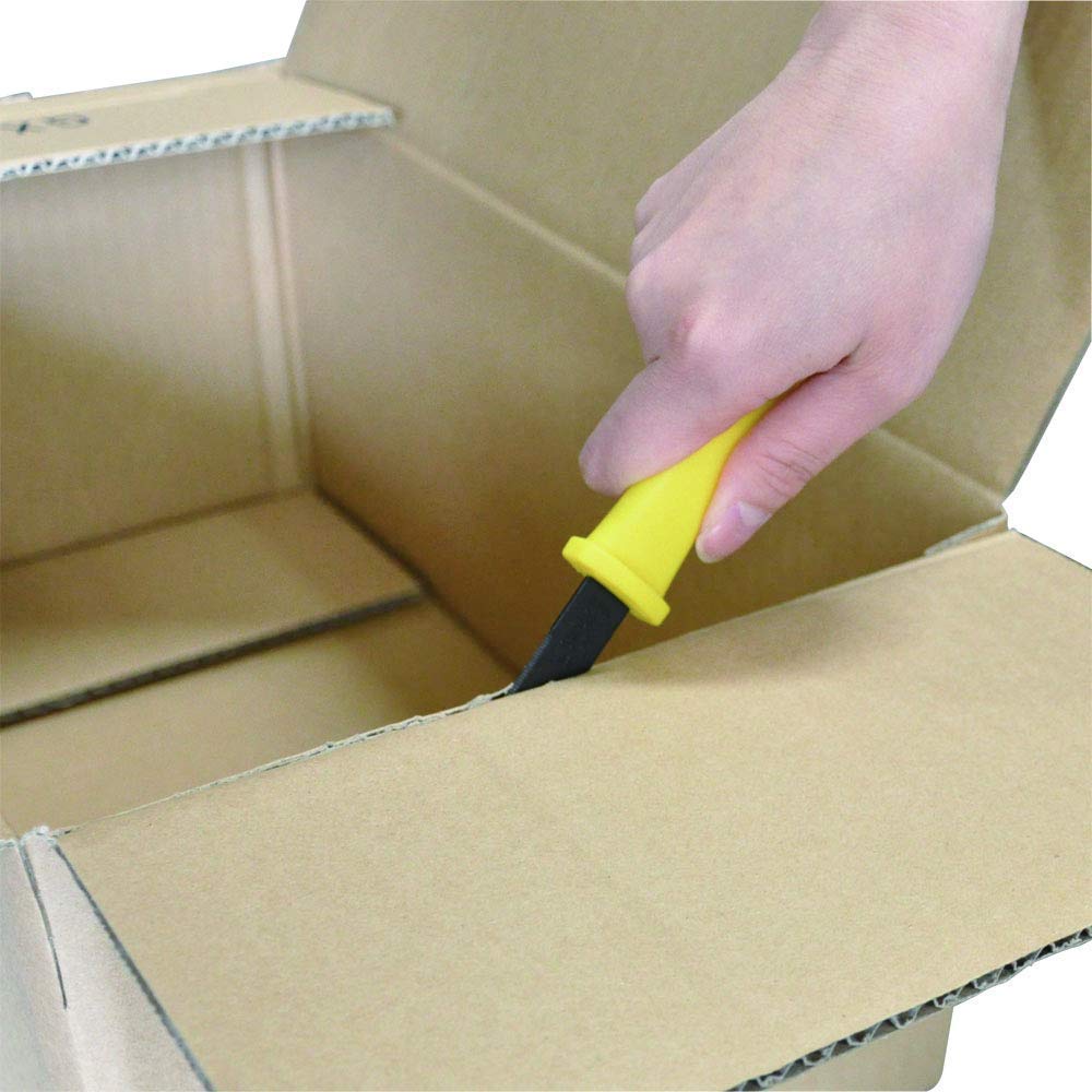 CANARY Corrugated Cardboard Cutter Dan Chan, Safety Box Cutter Knife [Non-Stick Fluorine Coating Blade], Made in Japan, Yellow (DC-190F-1) (Bulk 3 pcs)