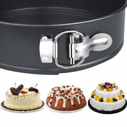 3Pcs Springform Pan Set, 4"/7"/9" Non-Stick Cheesecake Pan, Leakproof Round Cake Pan,Removable Bottom Quick Release Latch Moulds for Birthday Cake,Gift Free 50 Pcs Cake Paper