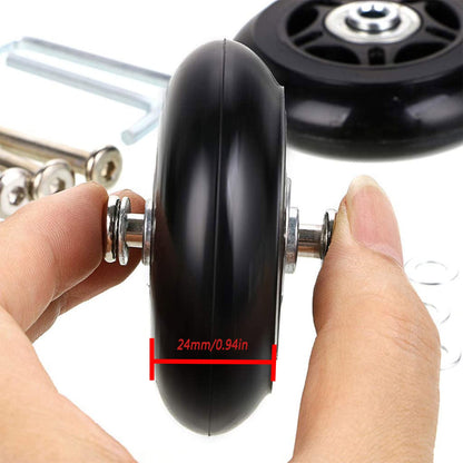 Suitcase Luggage Wheel Replacement kit Rubber Universal Wheels Swivel Caster Bearing Tool（Set of 2 Rounds） OD:70 W:24 ID:6 Axles:36/ 40mm