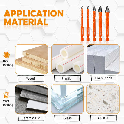 BGTEC High Hardness Skewed Head Eccentric Drill Bits Set-10pcs 5MM*2+6MM*4+8MM*2+10MM+12MM Carbide-Tipped Crooked Drill bit for Wood Plastic Masonry Ceramic Tile Glass Concrete Marble Brick