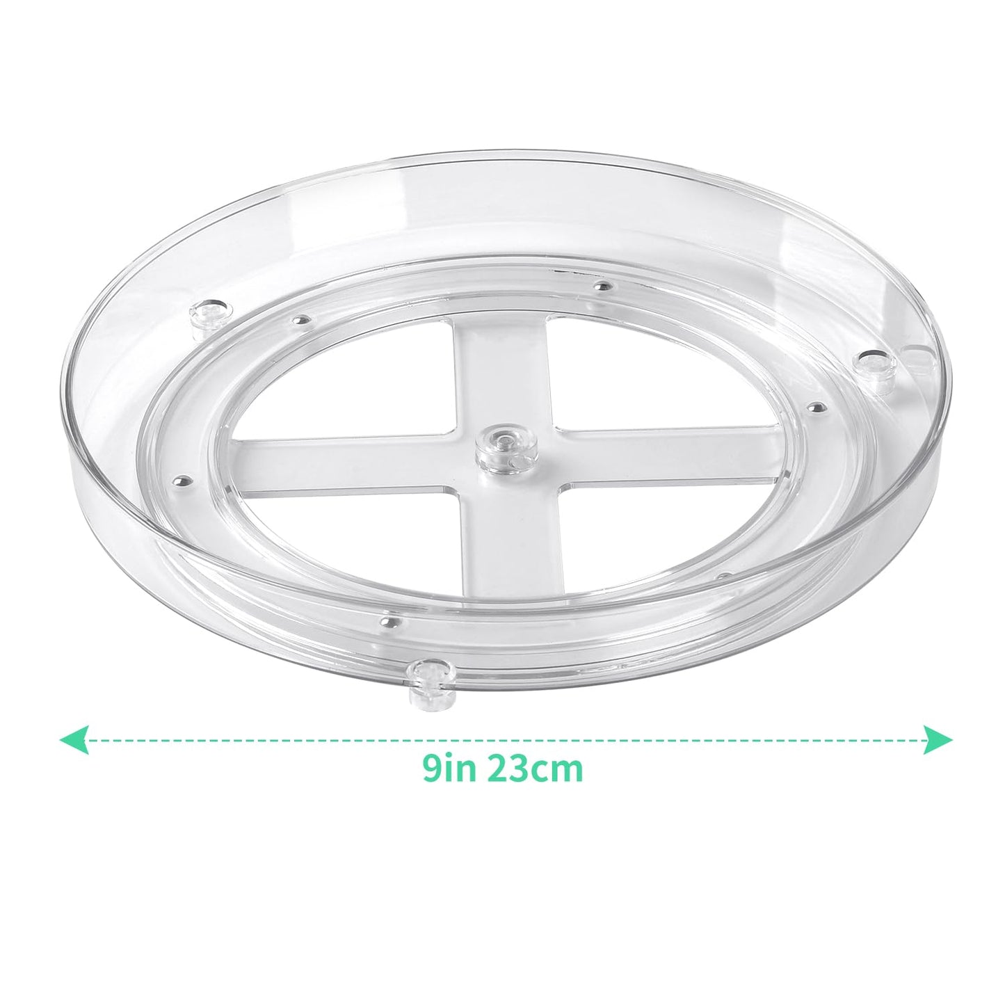 3 Pack Clear Lazy Susan Turntable Cabinet Organizer, 9 Inch Rotating Plastic Storage Tray for Cabinets, Countertops, Table, Fridge Pantry