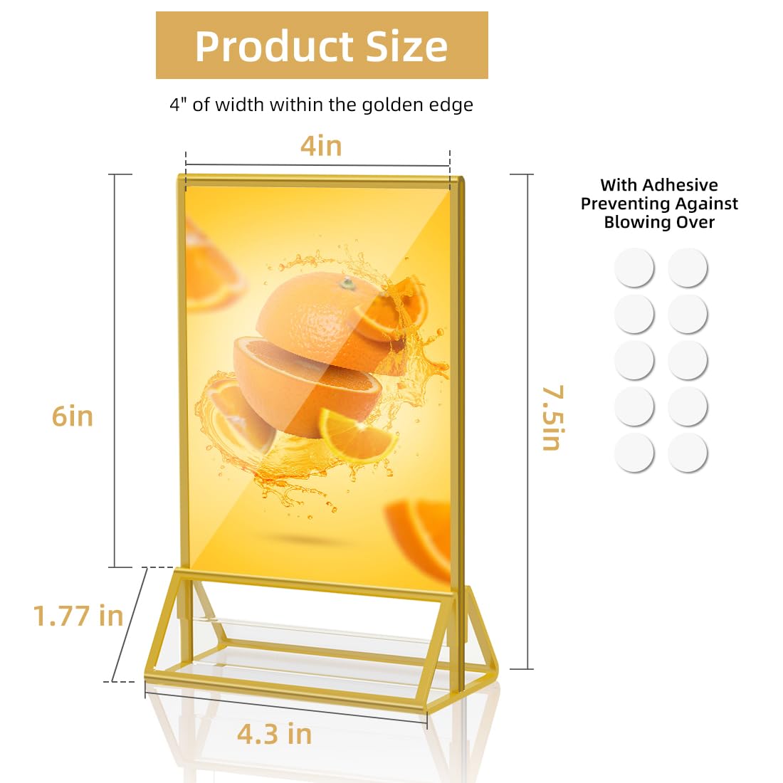 PPH-Sisy Acrylic Sign Holder 4 x 6 Gold Frame Display Stand ，Clear Table Flyer Holder，Plastic Paper Holder for Home, Office, Shop- Exhibition 4 x 6 inches (6pcs)