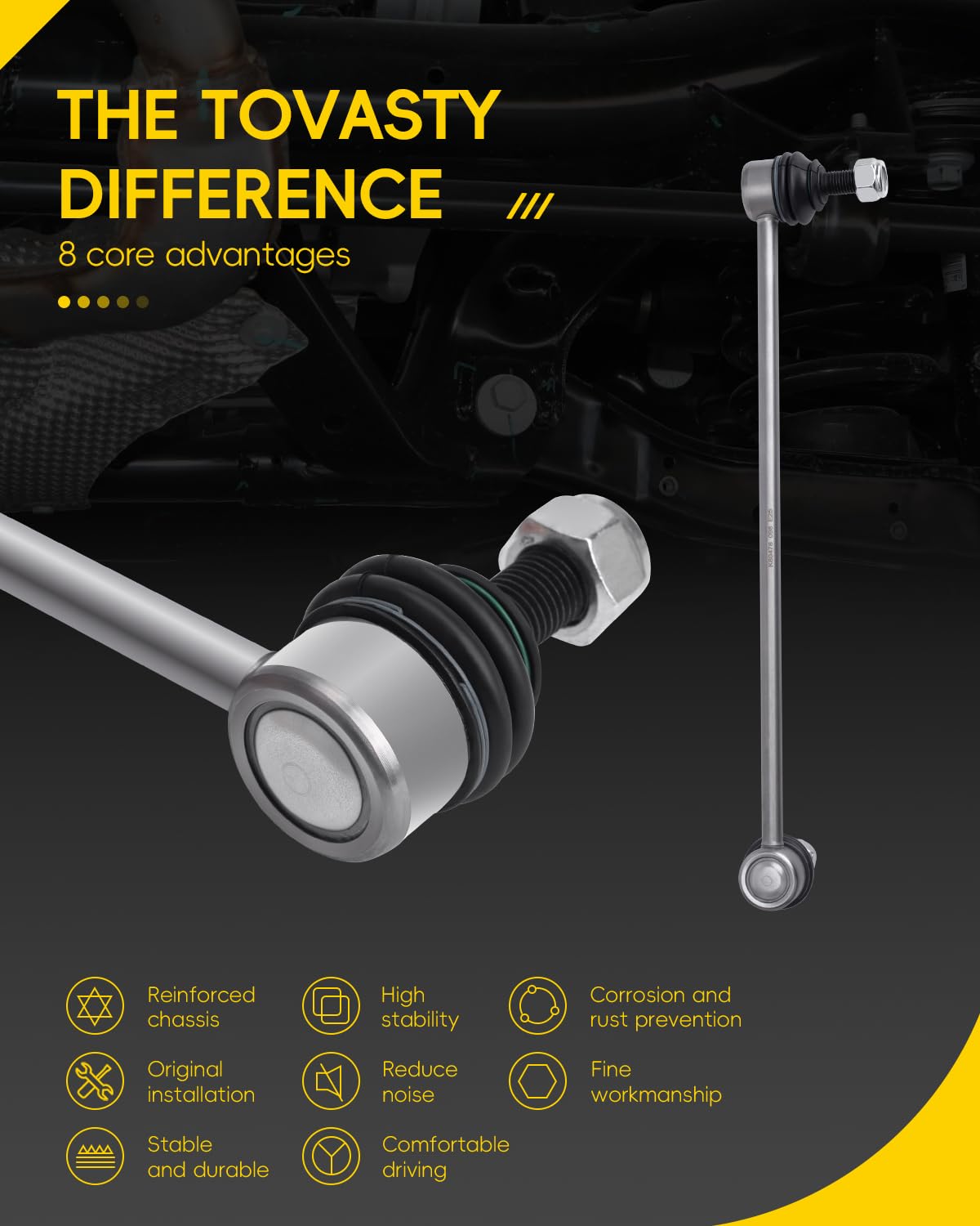 TOVASTY 2PCS Sway Bar Links Compatible with 2010-2019 Golf, 2005-2019 Jetta, 2007-2016 Eos, Compatible with 2015-2018 Audi Q3, 2008-2009 TT Front Stabilizer Bar Links