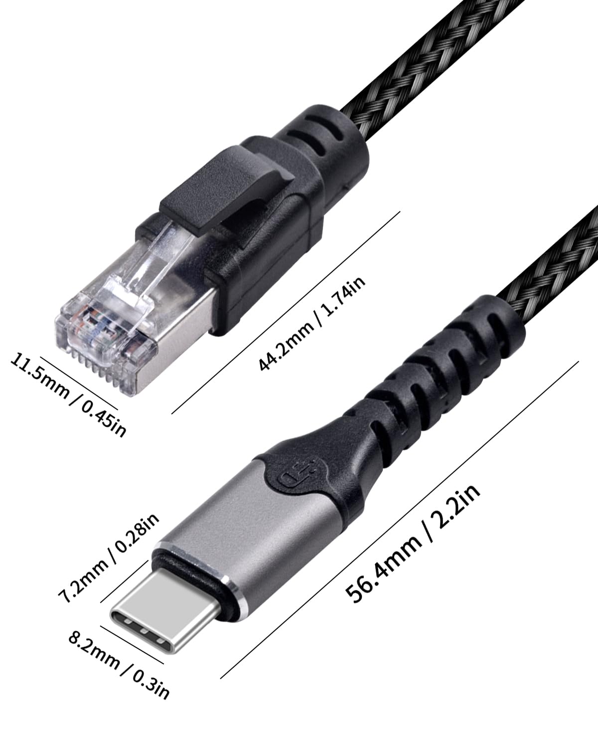 Duttek USB C to Ethernet Cable 6.6FT/2M, USB C to RJ45 Cord, Directly Connected, Gigabit LAN Network Compatible with Thunderbolt 3/4, MacBook Pro/Air, iPad Pro, iPhone 15 Series, Phone, Laptop, PC