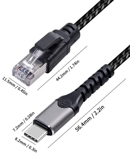 Duttek USB C to Ethernet Cable 6.6FT/2M, USB C to RJ45 Cord, Directly Connected, Gigabit LAN Network Compatible with Thunderbolt 3/4, MacBook Pro/Air, iPad Pro, iPhone 15 Series, Phone, Laptop, PC