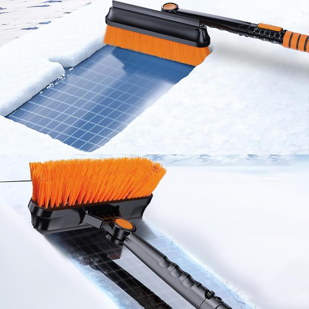 5-in-1 Snow Shovel with Extendable Handle Pivoting Brush Head and Foam Grip Versatile Removal Kit Storage Bag for Cars, Trucks, SUVs, Camping, Outdoor Use Shovel Car Camping Essentials