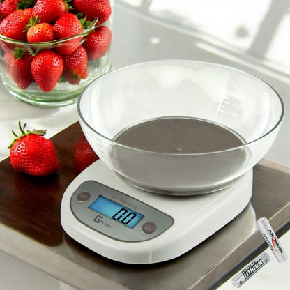 Digital Kitchen Scale with Removable Bowl, 5000g/11lb Capacity, 0.1oz Accuracy, Cooking/Baking/Weight Loss, 2 Modes, Tare Feature - Batteries Included