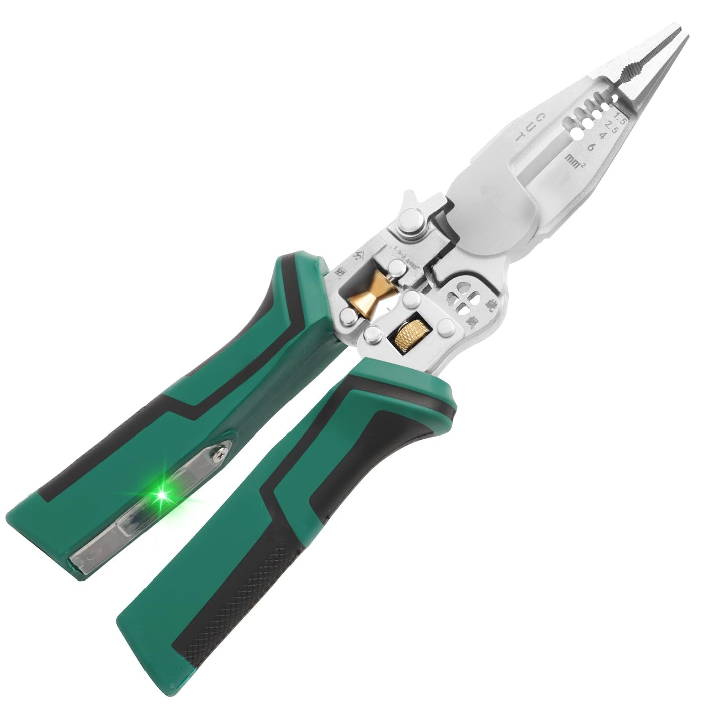 Wire Stripping Tool with Voltage Tester 2026 New 10 in 1 Multifunctional Electrical Pliers Wire Stripping Pliers for Cutting Pulling Wires Crimping Repair Tool (Green& Black)