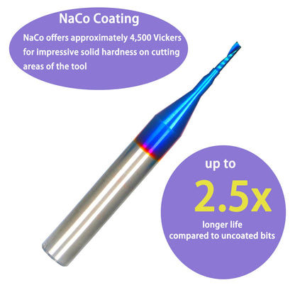 O-Flute Upcut Solid Carbide CNC End Mill，Single Flute Spiral Router Bit for Aluminum Acrylic Wood PVC Cutte 1/16 x 1/4 x 1/4 x 2" , Shank: 1/4" Ruhi UO105
