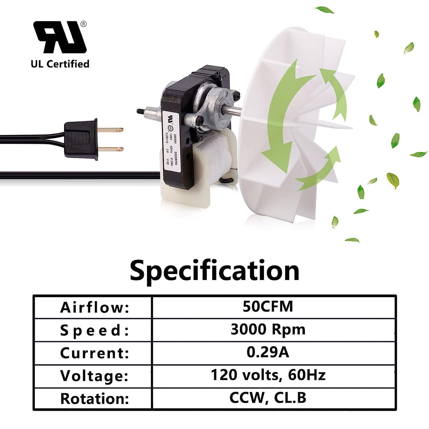 SM550 Bathroom Vent Fan - ELEFOCUS Universal Electric Motors Kit [50CFM, 120V] Compatible with Nutone Broan, Uppco