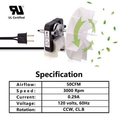SM550 Bathroom Vent Fan - ELEFOCUS Universal Electric Motors Kit [50CFM, 120V] Compatible with Nutone Broan, Uppco