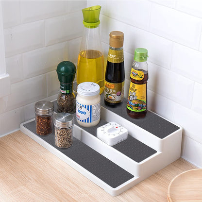 2 Pack Spice Rack 3Tier Spice Pantry Kitchen Cabinet Organizer,Waterproof Step Display Stand Non-slip Lining Shelf Organization for Kitchen Countertop Bathroom