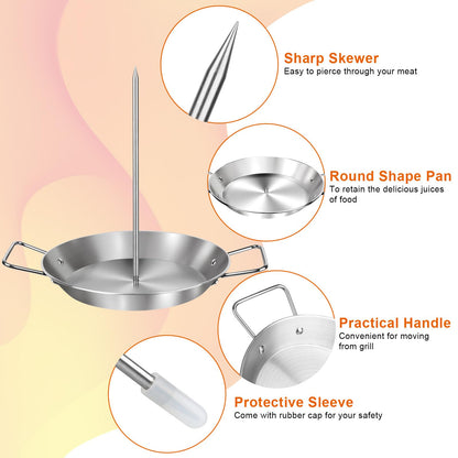Al Pastor Skewer for Grill, Brazilian Vertical Spit Stand 13 Inch with 5 Removable Spikes (6",8",10",12",14"), for Tacos El Pastor, Shawarma Kebabs Smoker Oven BBQ Dishes