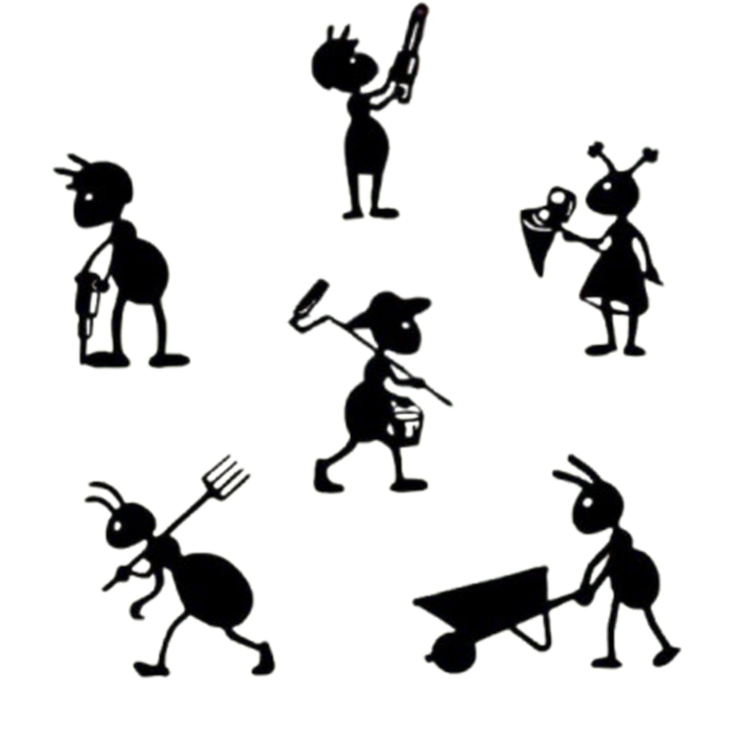 Whimsical 6-Piece Metal Ant Sculptures Set | Funny Black Metal Garden Stakes | Weatherproof Outdoor Decor for Lawn, Pathway, and Backyard