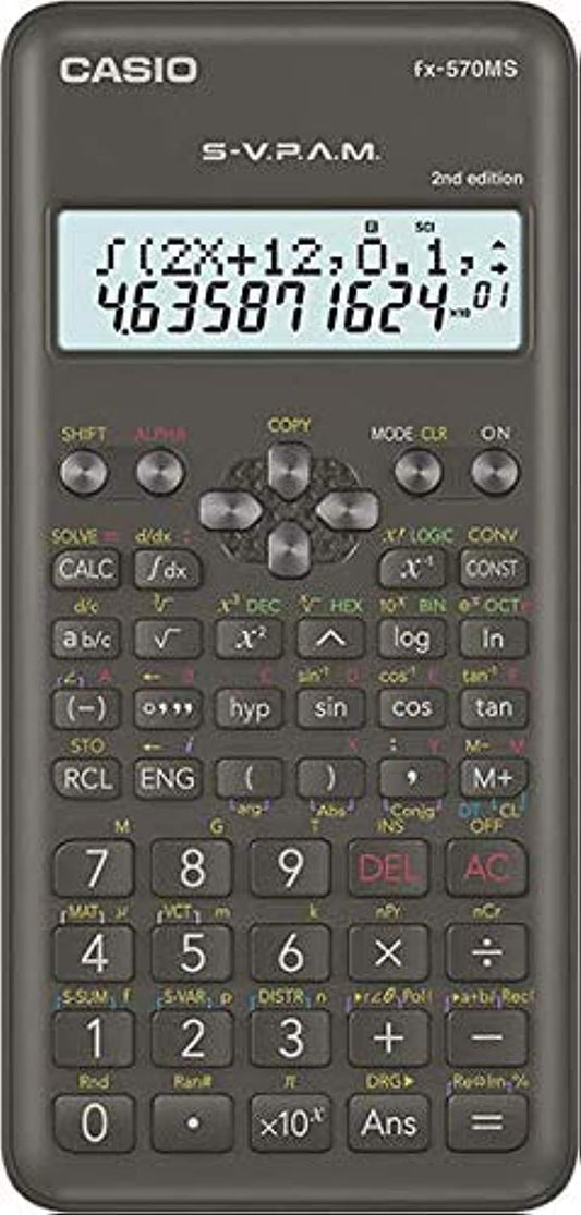 Casio FX-570MS 2nd Edition 2-Line Display Scientific Calculator Marix Vector Calculations