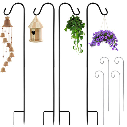 4 Pack Shepherd Hook, Bird Feeders Outdoor Hanging, Heavy-Duty Metal Plant Hanger Stand, 16.5 to 32 inch Adjustable Garden Holder for Hanging Birdhouses, Flower Pots, Lanterns, Wedding Decor ect