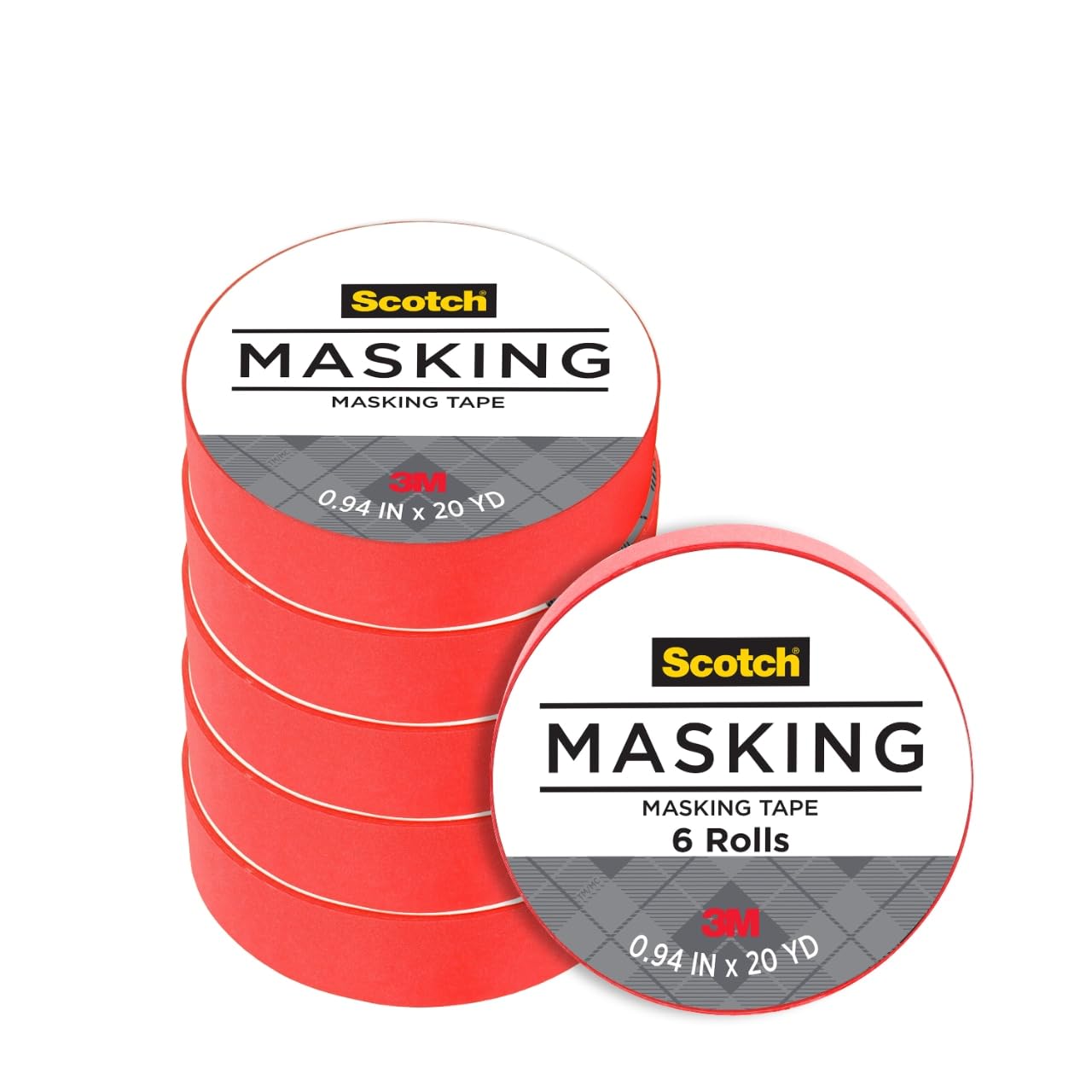 Scotch Expressions Masking Tape, 1-Inch x 20-Yards, Primary Red, 6-Rolls/Pack