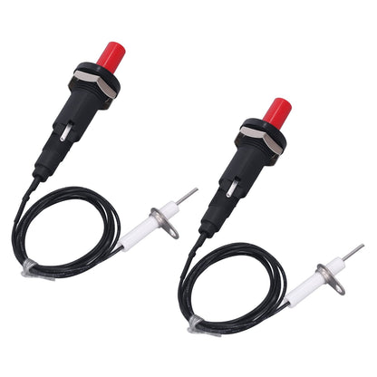 Push Button Piezo Igniter Piezo Spark Ignition 1 Out 2 Ignitor Electrode with 1 Meter Wire for Gas Stove Fireplace Oven Heater Barbecue Camping